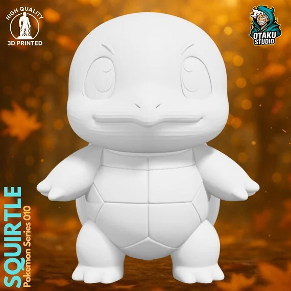 Squirtle STL 3D printed figure, back view