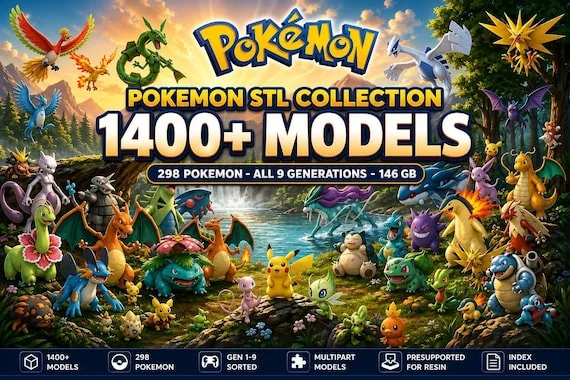 1400+ Pokemon STL Collection: Generations 1-9