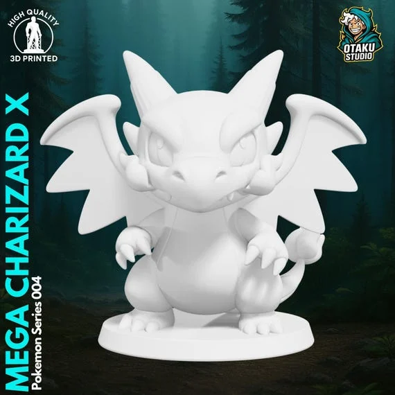 Mega Charizard X Pokemon STL 3D printed figure, back view