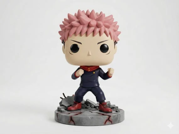 Yuji Itadori Funko Pop style STL 3D printed figure, side view
