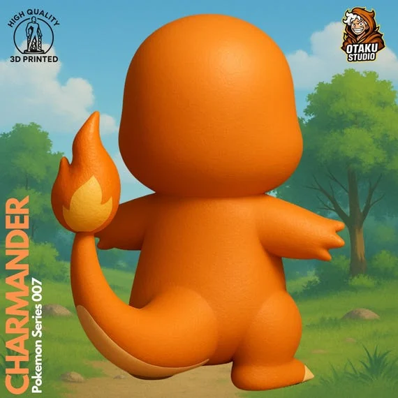 Charmander STL 3D printed figure, side view