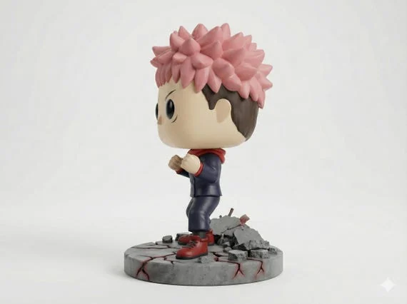 Yuji Itadori Funko Pop style STL 3D printed figure, back view