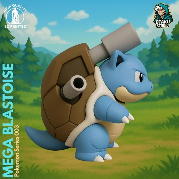 Mega Blastoise STL 3D printed figure, back view