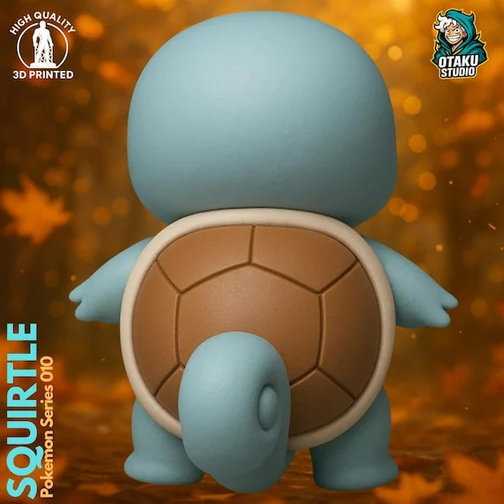 Squirtle STL 3D printed figure, side view