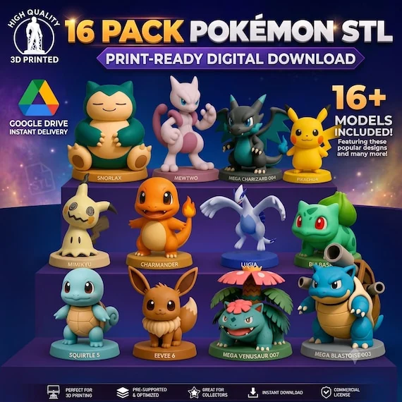 16 Pokemon STL Figure Bundle
