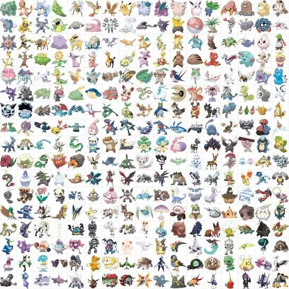 Collage preview of the 1368 Pokemon PNG artwork pack, transparent background files