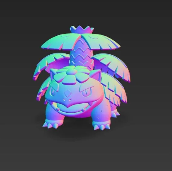 Mega Venusaur Chibi STL 3D printed figure, side view