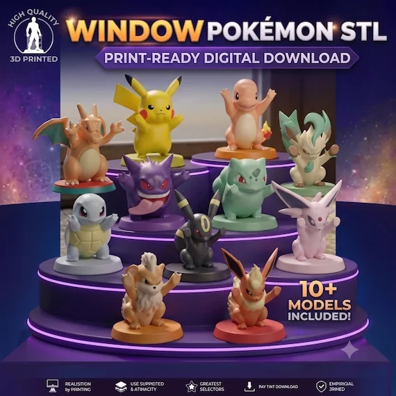 Pokemon Window Cling STL & 3MF Pack