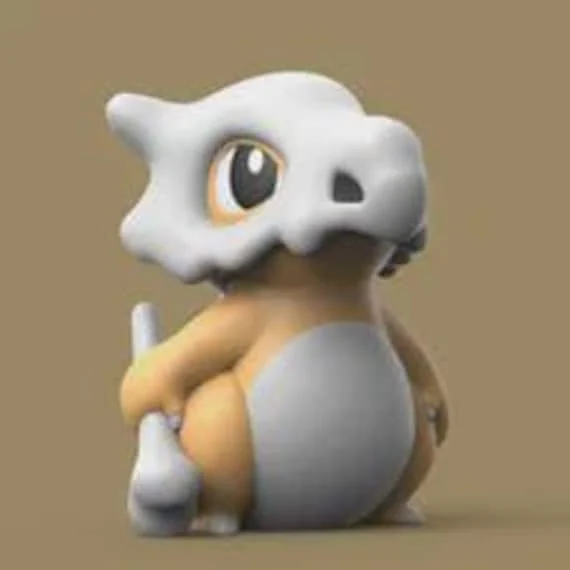 Cubone Pokemon 3D printed and painted figure from the STL file