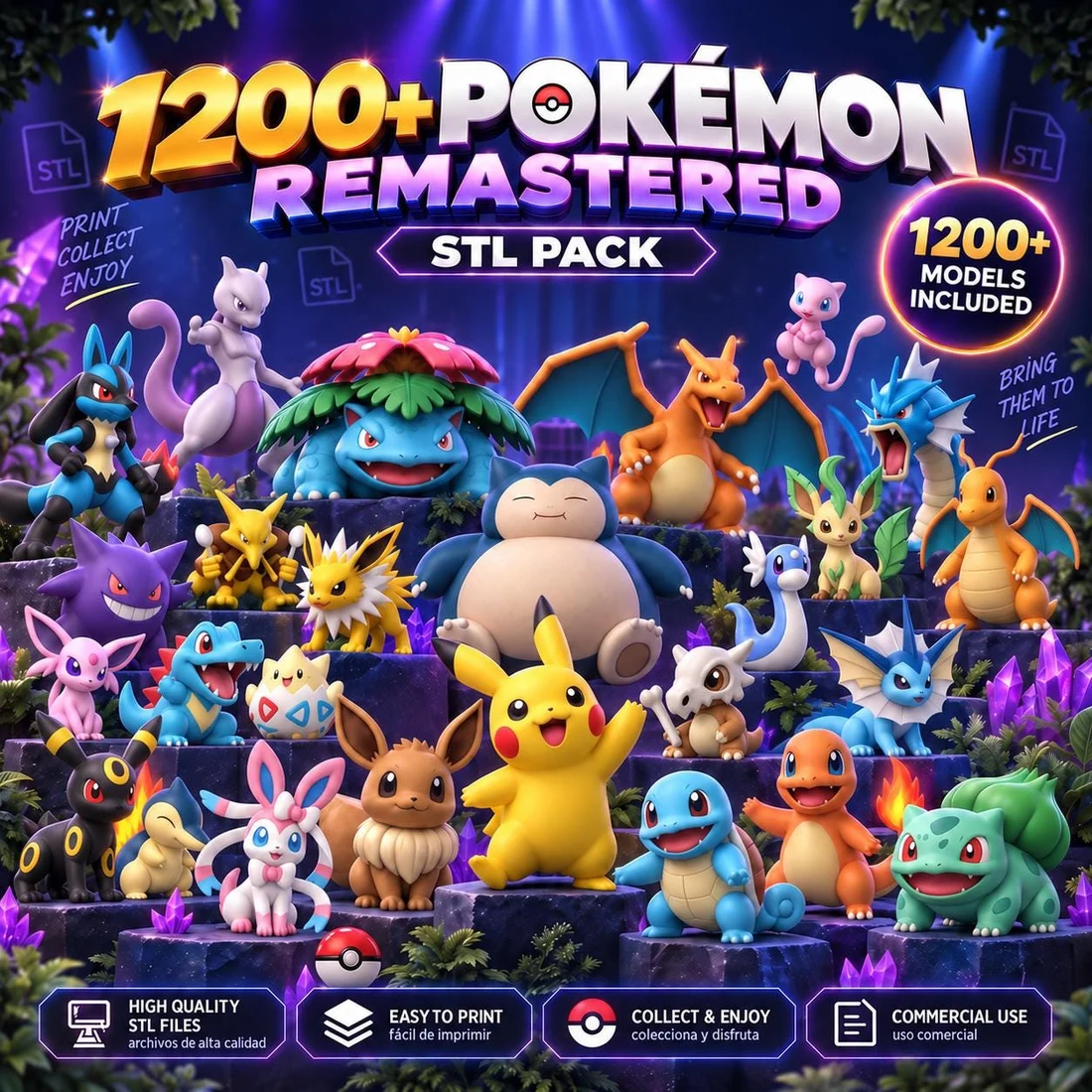 1200+ Pokemon STL & 3MF Remastered Pack