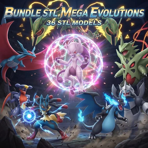 36 Pokemon Mega Evolution STL Pack