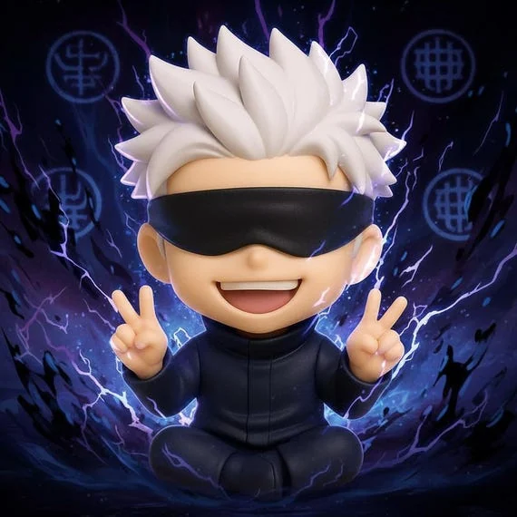 Satoru Gojo Chibi Seated Pose STL