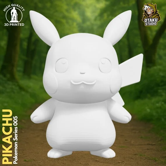 Pikachu Pokemon STL 3D printed figure, back view