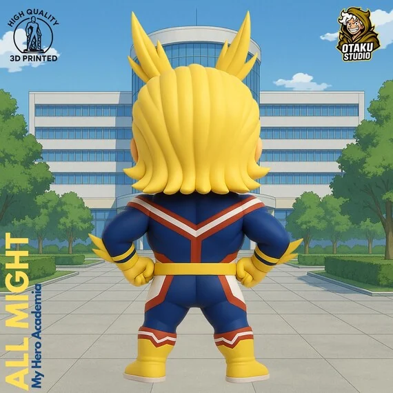 All Might STL 3D printed figure, side view