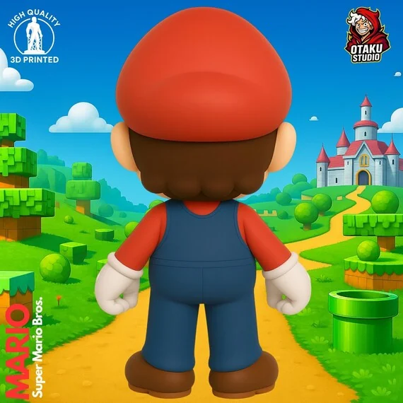 Mario STL 3D printed figure, side view