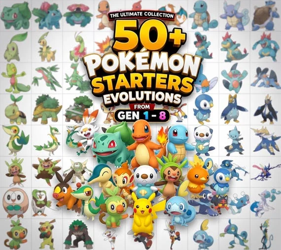 72 Pokemon Starters STL Pack: Generations 1-8