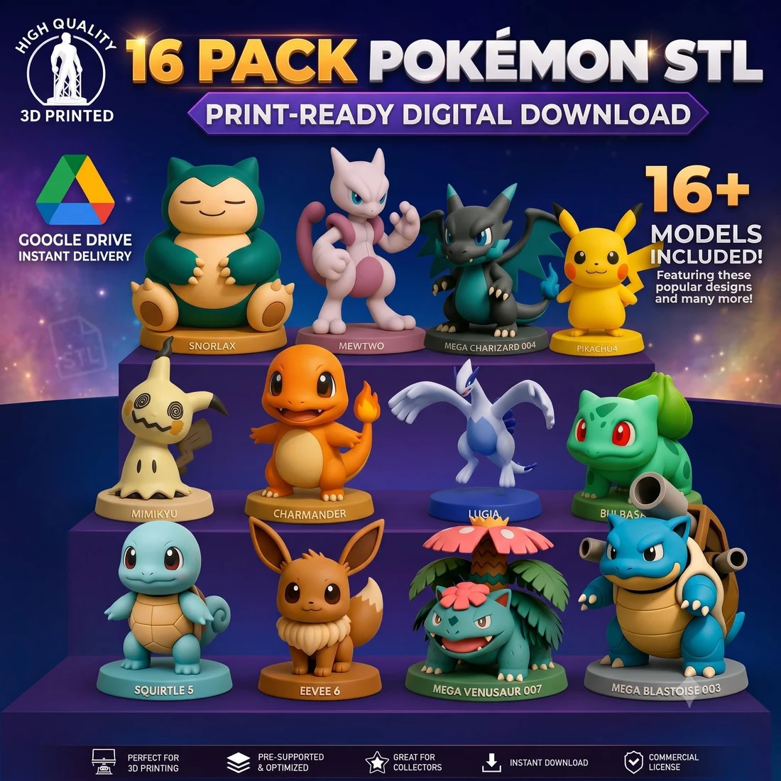 16 Pokemon STL Figure Bundle