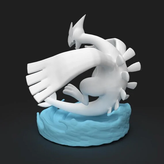 Lugia STL 3D printed figure, back view